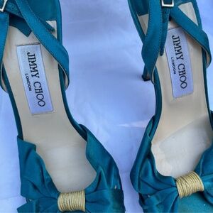 Jimmy Choo Satin Strappy Sandals size 38, Teal blue.